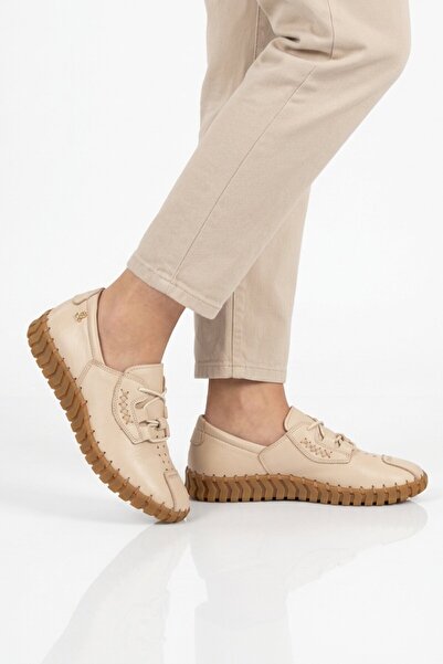 Venüs Beige Genuine Leather Women's Casual Shoes 2010731Y Z