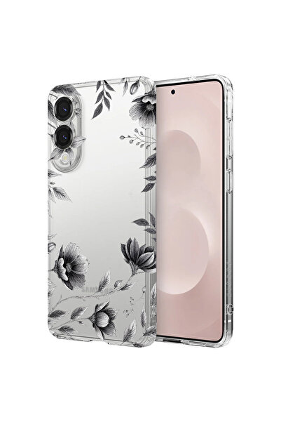 bestcase Husă antișoc pentru Samsung Galaxy S25 Edge, Floral Negru, 1988287 A...