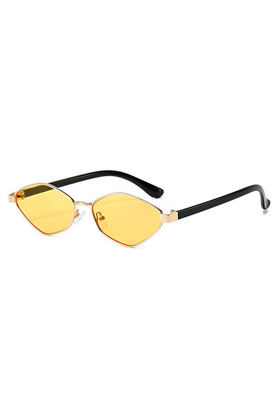 Tessero Retro Diamond Style Sunglasses, Gold Metal Frames. Yellow Lens, UV400...