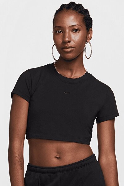Nike Tricou crop tricotat Chill Knit pentru femei, casual, negru