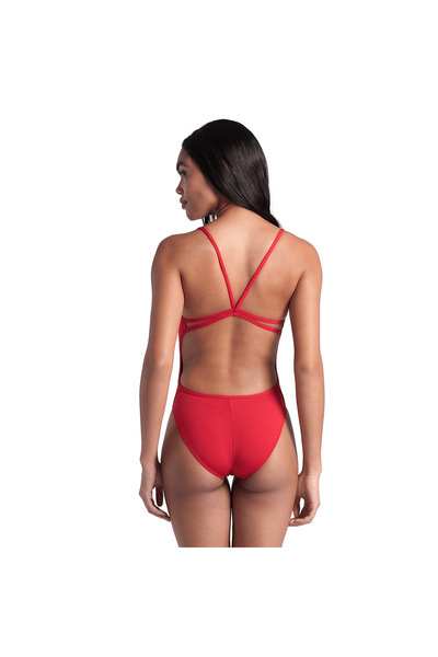 ARENA Swimsuit Lace Back Solid Kadın Kırmızı Yüzücü Mayo 004651405