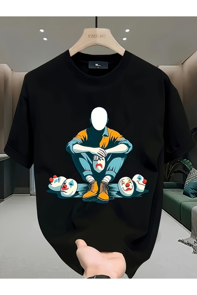 yiou trendy clothing تي شيرت رجالي كاجوال بأكمام قصيرة مطبوع بنمط بالونات مهر...