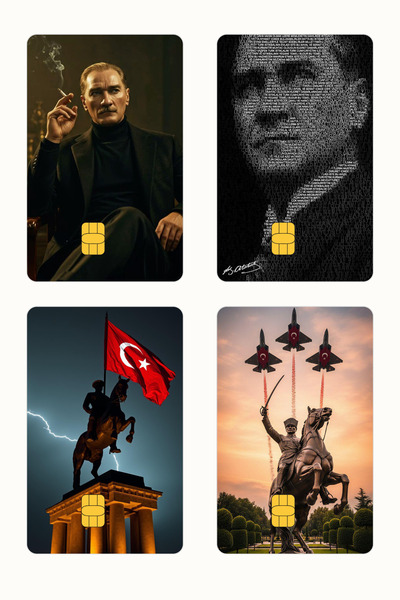 Huggy Craft Atatürk 4'lü Set Kredi/Banka Kart Kaplama Sticker