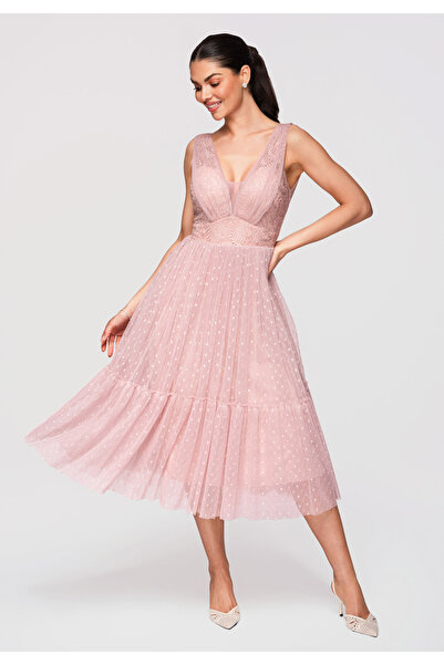 Larica OMBRE Γυναικείο Φόρεμα Μίντι Επίσημο LA-OM-DLR335 Nude