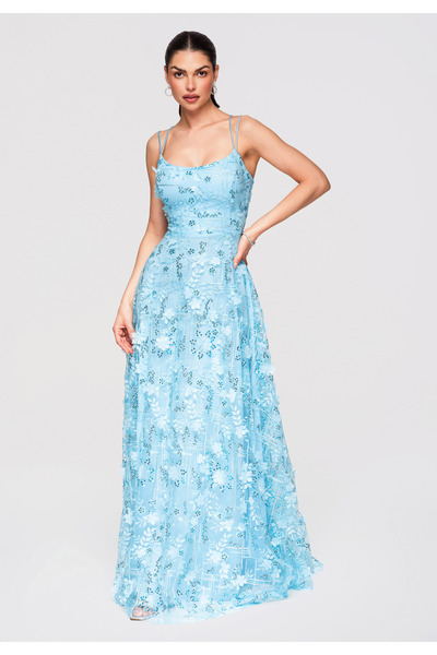 Larica Women's Party Maxi Dress LA-OM-DLR333 Blue