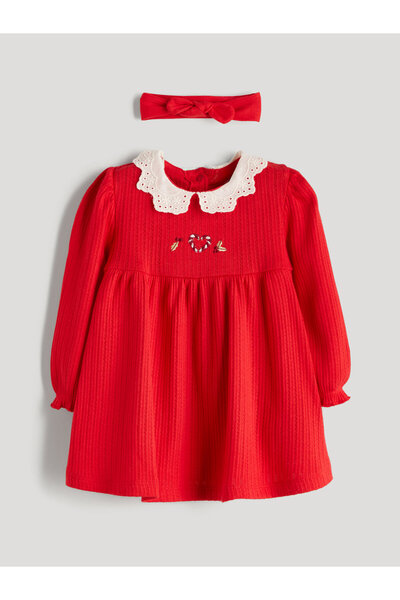 LC Waikiki Peter Pan Collar Embroidered Baby Girls' Dress