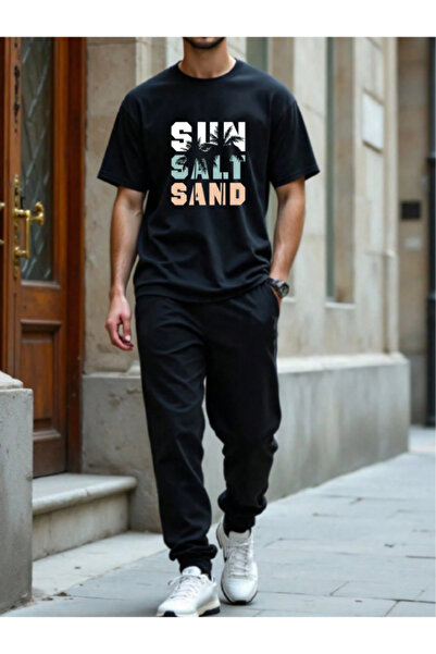 Joetsu Μπλουζάκι με στάμπα SUN - Σετ αθλητικής φόρμας Jogger T-Shirt με λαιμό...