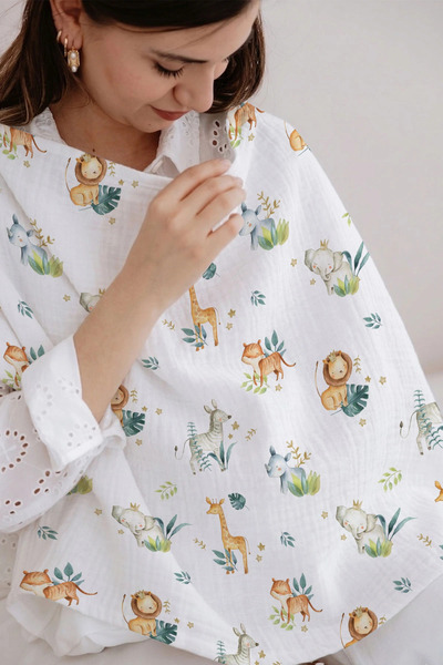 Tuğba Kuğu Κάλυμμα Θηλασμού από Μουσελίνα - Ζώα Σαφάρι