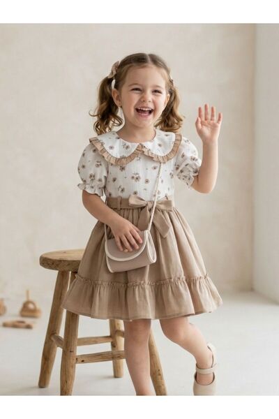 Cherrys Bebek Φόρεμα για κορίτσια με τσάντα με σχέδιο μαργαρίτες