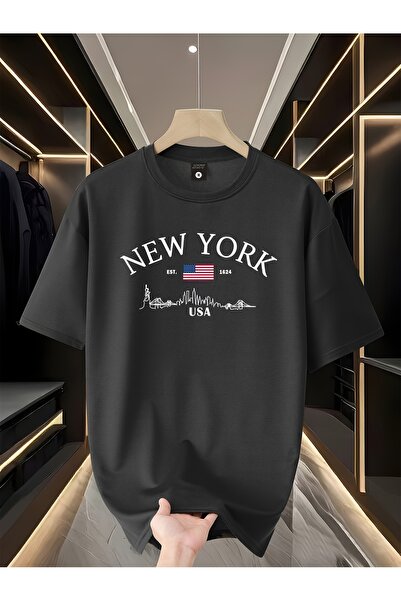 yiou trendy clothing تي شيرت رجالي بنمط خريطة الولايات المتحدة الأمريكية من ط...