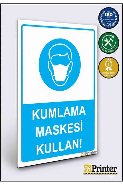 ZiPrinter استخدم قناع السفع بالرمل! لافتة تحذير ديكاتا 25x35 سم