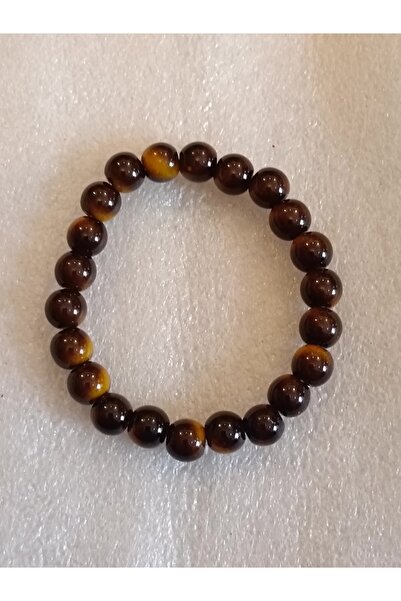 Butik Tülin Women's Authentic Natural Stone Tiger's Eye Beaded Elastic Bracel...