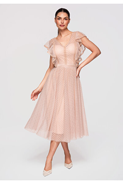 Larica OMBRE Γυναικείο Φόρεμα Μίντι LA-OM-DLR331 Nude