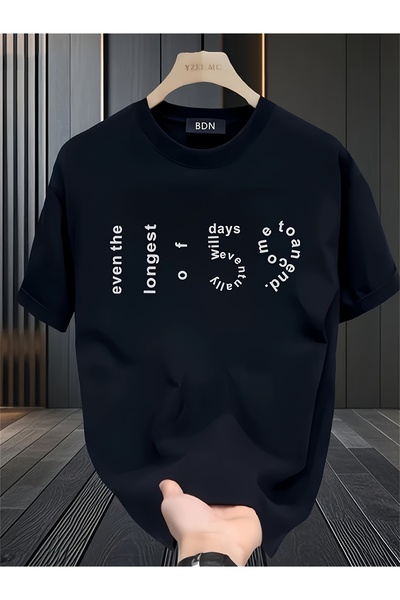 yiou trendy clothing تي شيرت رجالي بأكمام قصيرة مطبوع بلون واحد، من مجموعة ال...