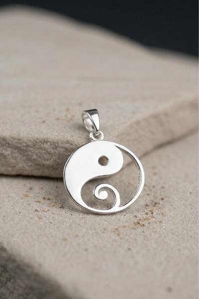 Ebrar Silver Gümüş Yin&Yang Kolye Ucu 925 Ayar Gümüş Yin Ve Yang Figürlü Unis...