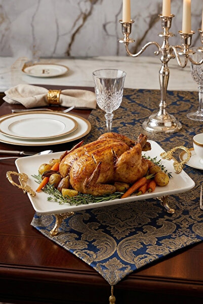 MAY HOME Porcelain Footed Presentation Plate with Handle & Serving Dish for A...