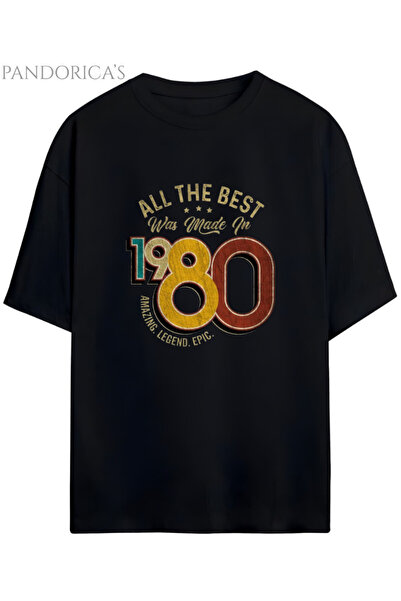 Grafftee Clothing Pandorica's Vintage 1980 Birth Year Printed Retro Design Se...