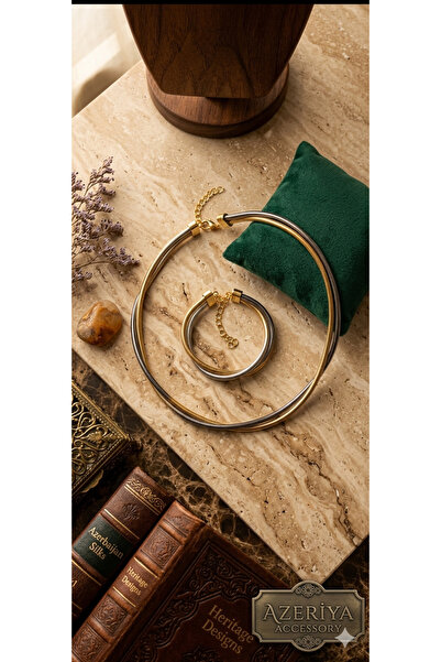 AZERİYA ACCESSORY Üç Renk Çoklu italyan Ezme Zincir Kolye ve Bileklik