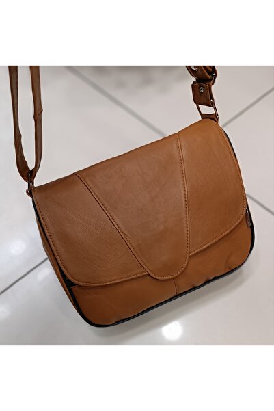 Sellona Bags Hakiki Deri Kadın Omuz ve Postacı Çanta/Kadın Taba Deri Çanta