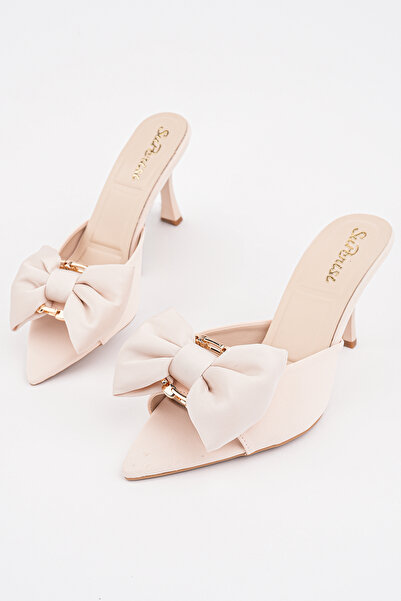 Madam Tarz SPR-3765 Παντόφλες με λεπτό τακούνι και φιόγκο