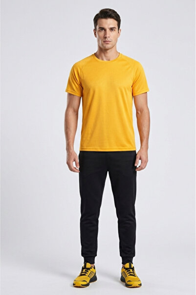 bumerangspor Men's Fitness Running Training Rain Pattern Polyester Fabric T-S...