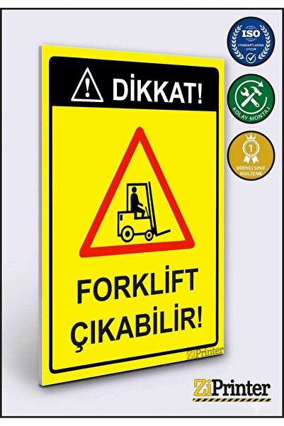 ZiPrinter انتبه! يمكن لرافعة شوكية أن تخرج من الممر! لافتة تحذير ديكاتا 50x70 سم
