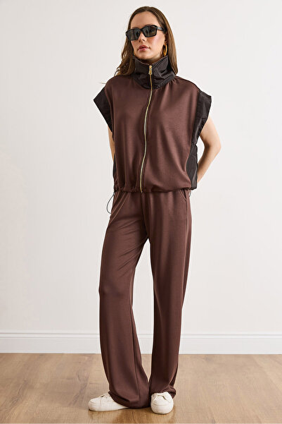 Olalook Γυναικείο Καφέ Σετ με Διακοσμητικά Στοιχεία και Ρευστή Εφαρμογή (Άνω ...