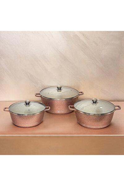 Nu Σετ 6 τεμαχίων κατσαρολών γρανίτη με γυάλινο καπάκι, αντικολλητική κεραμικ...