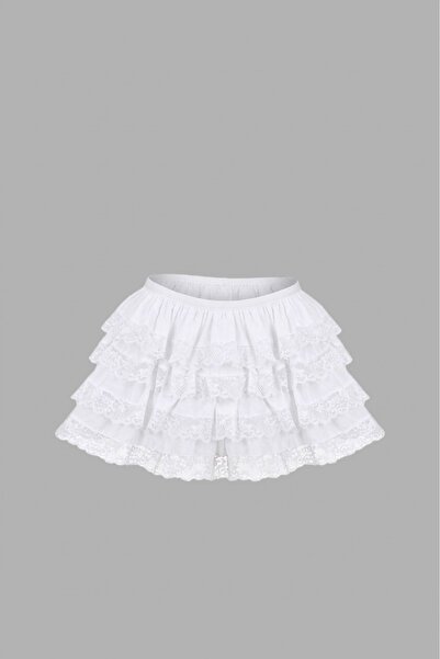 La Sarta Φούστα Monaco Λευκή Μίνι Φούστα με Δαντέλα και Σορτς
