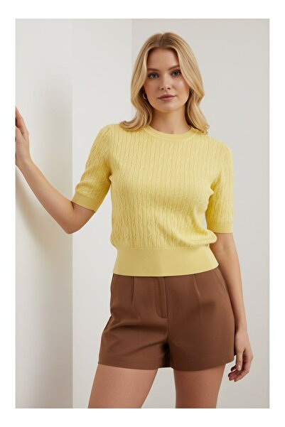 Noi Belis Πλεκτή μπλούζα με λεπτομέρεια από πλέγμα μαλλιών σε σχήμα ποδηλάτου...