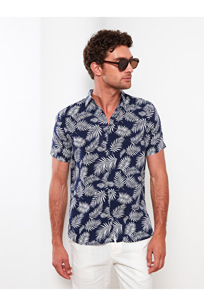 LC Waikiki Slim Fit Short Sleeve Patterned Viscose Men's Shirt