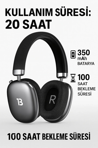 Tech&bello accessories Kablosuz Kulaküstü Bluetooth Kulaklık Stereo-Mikrofon-aux HK-034