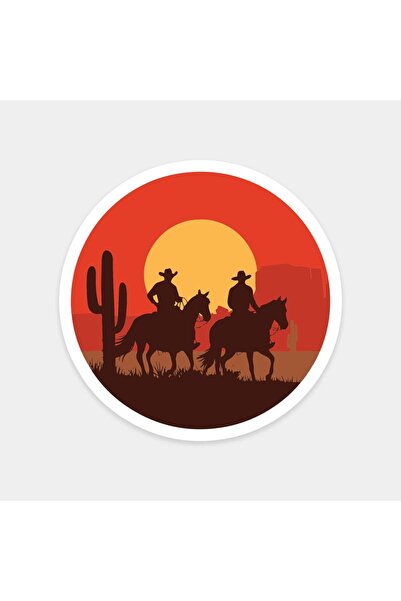 The Sticker Story. ملصق غروب الشمس على طراز رعاة البقر