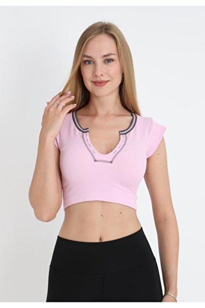 Serena Crop tricou damă cu mânecă scurtă , roz