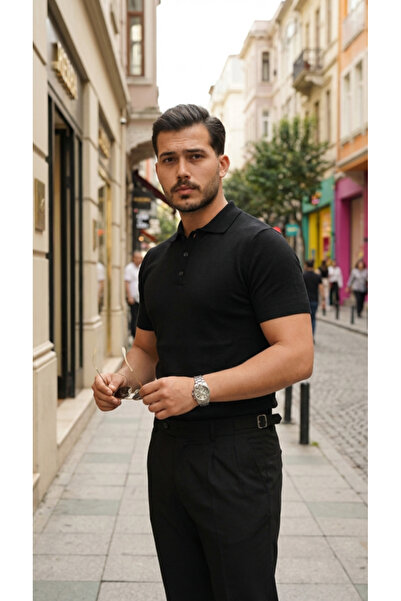 Wear Up Ανδρικό βαμβακερό πλεκτό μπλουζάκι με κοντό μανίκι και γιακά με κουμπιά