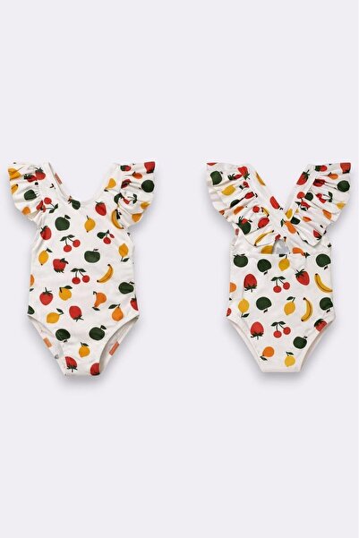 My Kids Wear Κοριτσίστικο μαγιό με βολάν, λεπτομερής κομψή σχεδίαση και χιαστ...