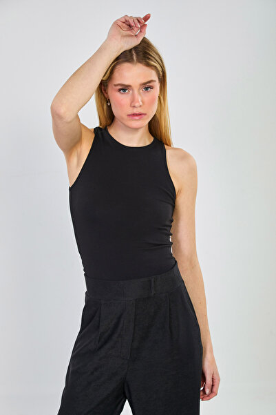 BARRELS AND OIL Γυναικείο Κορμάκι με Λαιμόκοψη Ποδηλάτου - Μαύρο