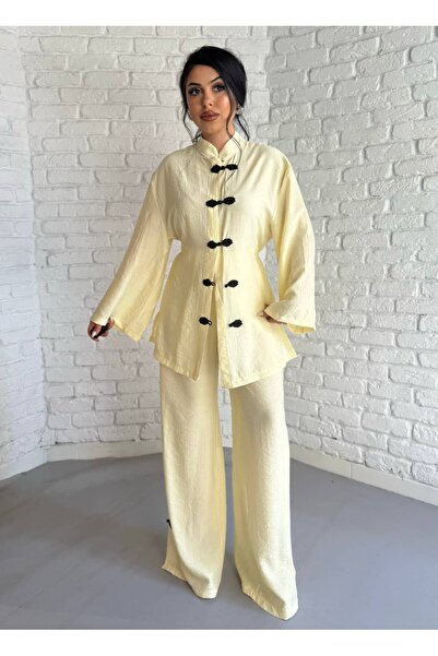 moneta boutique Γυναικείο Σετ Μουσελίνας με Κουμπιά και Κέντημα στο Μπροστινό...