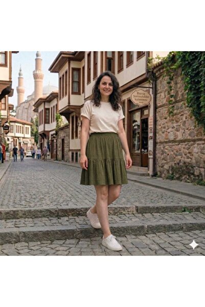 BELUNA TEKSTİL تنورة قصيرة من قماش ايروبين بلون واحد، مقاس 55 سم (36-52)