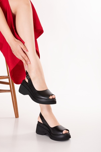 Gondol Σανδάλια Πλατφόρμας από Γνήσιο Δέρμα pkr.64003 Μαύρο