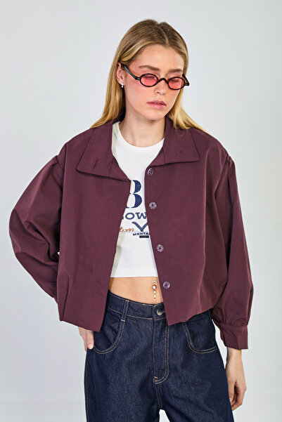 BARRELS AND OIL Γυναικείο μπουφάν πόλο με γιακά - Δαμασκηνί