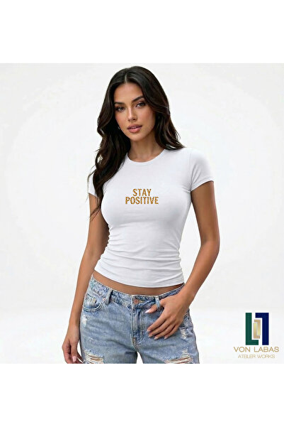 Grafftee Clothing Γυναικείο λευκό μπλουζάκι με ειδικό σχέδιο, λαιμόκοψη ποδηλ...