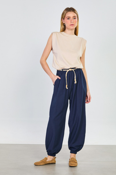 BARRELS AND OIL Γυναικείο Ψάθινο Παντελόνι με Ελαστικό Τελείωμα στα Πόδια - Μ...