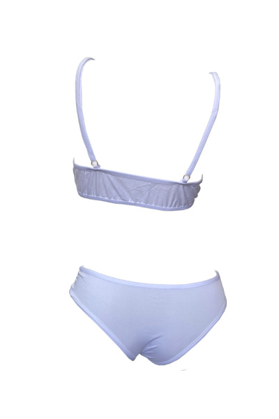 EFAYN.RO Women's swimsuit, white, 2 pieces, Brazilian briefs and adjustable b...