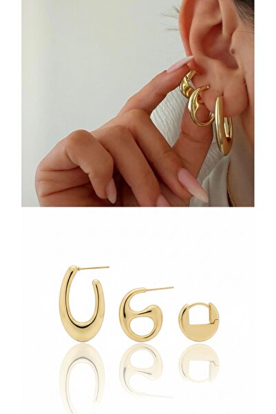 H&S AKSESUAR Designer Stylish Triple Earrings