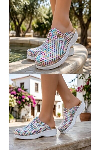 BLUMSABOTERLİK Πολύχρωμες γυναικείες παντόφλες από γνήσιο δέρμα, ολόκληρες ορ...