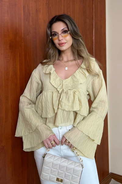 Butik Modana Tül Fırfırlı Bluz