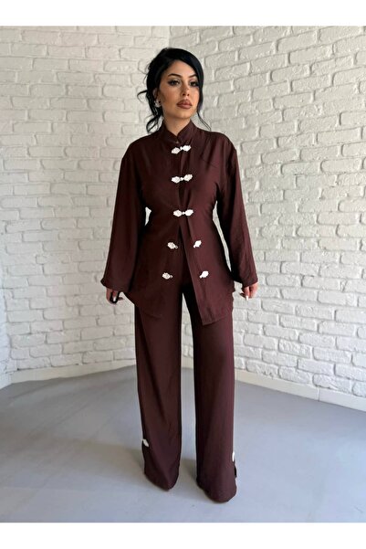 moneta boutique Γυναικείο Σετ Μουσελίνας με Κουμπιά και Κέντημα στο Μπροστινό...