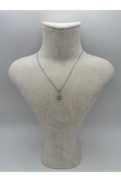 Sirena Accessories Pembe Işıltı Damlası Paslanmaz Çelik Kolye