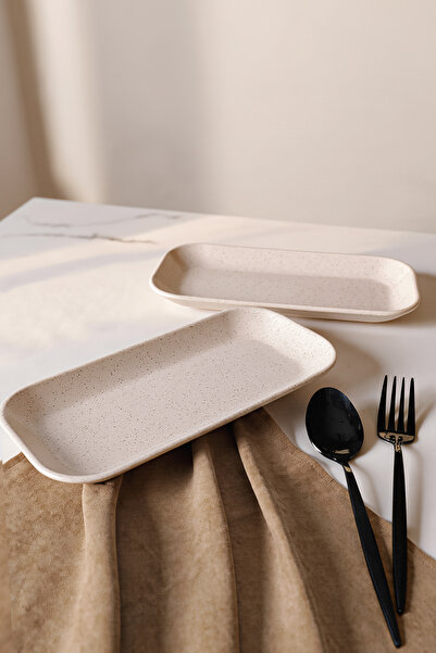 Keramika Mat Krem Pergamon Kayık Tabak 26 Cm 2 Adet 040
